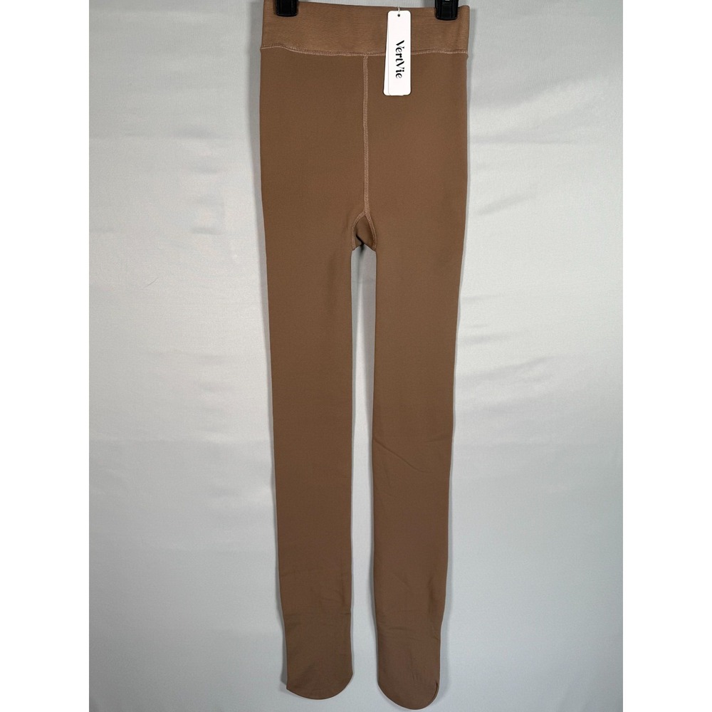 NWT VERTVIE Fleece Lined‎ Women's Thermal Tights - Brown S/M Faux Fur lined SOFT